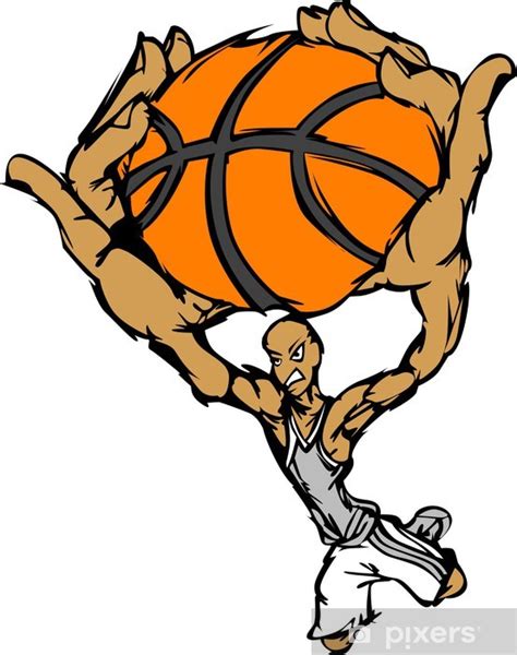 Sticker Basketball Player Cartoon Dunking Basketball Vector