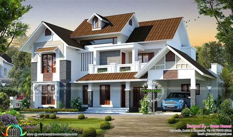 Beautiful 4 Bedroom Sloping Roof 2800 Sq Ft Home Kerala House Design