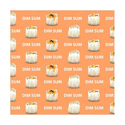 Fondo De Ilustración De Dimsum Siomay Y Texto De Dimsum En Naranja Vector Premium