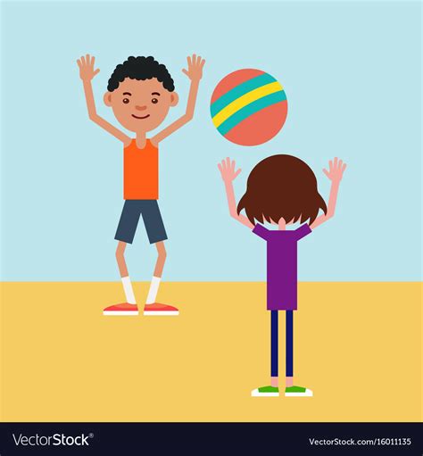 Kids Playing Ball On A Sports Field Royalty Free Vector