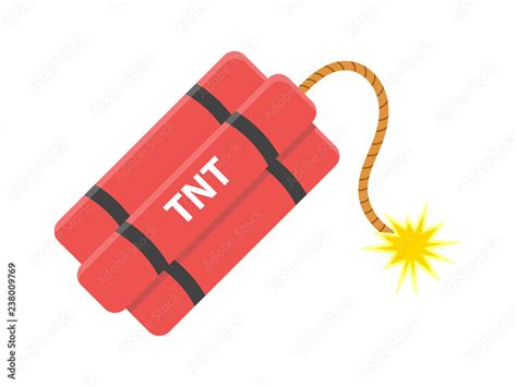 Dynamite With Burning Cord Tnt Bomb Explode Weapon Isolated White