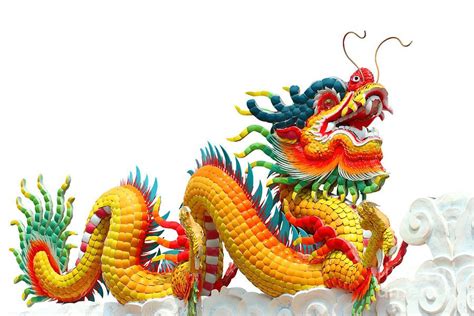 Chinese Dragon Colorful Chinese Dragon Isolated Sculpture By Phalakon