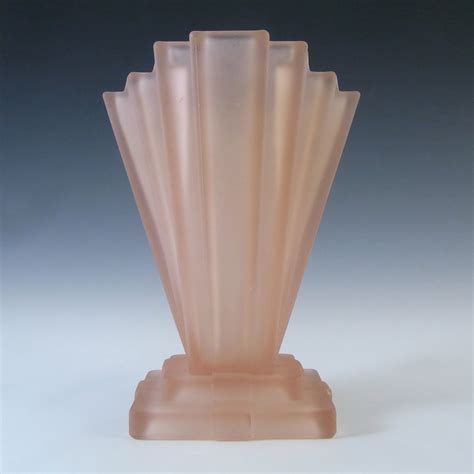 Bagley 334 Art Deco 8 Frosted Pink Glass Grantham Vase £7600
