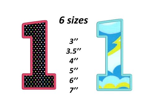 Applique Number 1 1st Birthday Design Machine Embroidery Etsy
