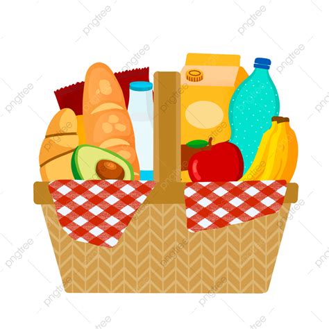 Picnic Basket Png Transparent Hand Painted Small Fresh Picnic Food