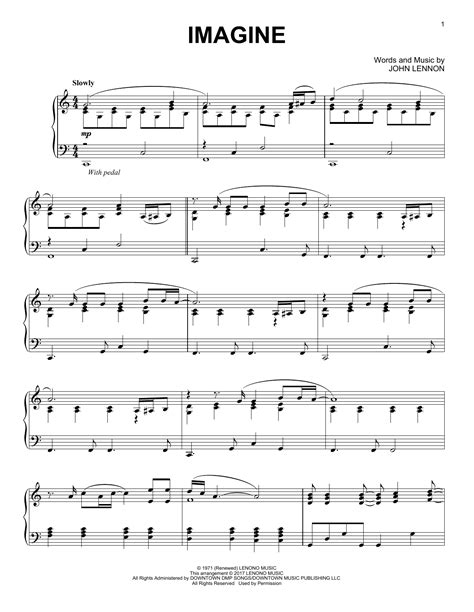 Partition Piano Imagine De John Lennon Piano Solo