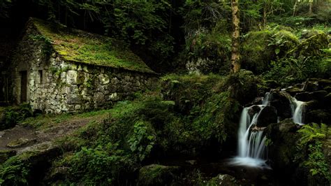 Download 1920x1080 Wallpaper Stones House Waterfall