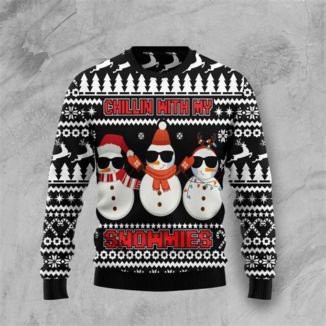 Chillin With My Snowmies Christmas Wool Sweater Robinplacefabrics