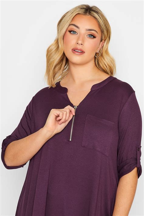 Plus Size Berry Red Zip Front Top Yours Clothing