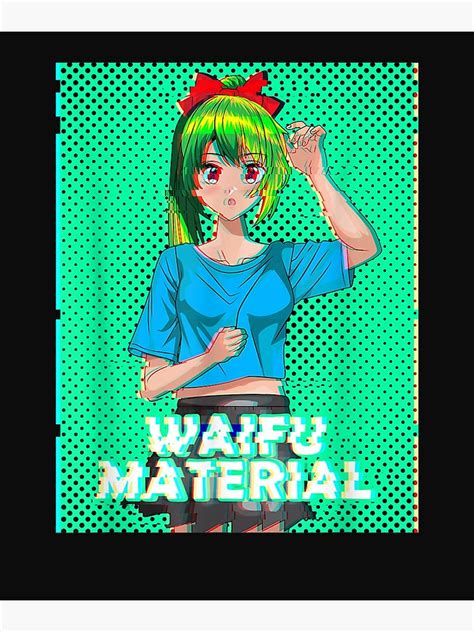 Waifu Material Japanese Text Aesthetic Vaporwave Anime T Poster
