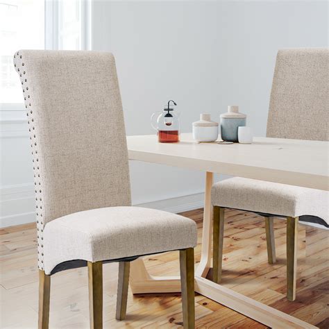 A wingback or high back armchair can create a great reading spot, with a strategically positioned floor lamp placed beside it. Beige Dining Chairs Set of 2, Upholstered High Back Padded ...