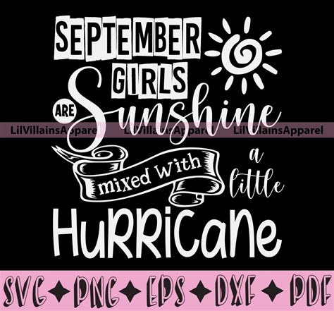 September Girls Are Sunshine Mixed With A Little Hurricane Svg Etsy