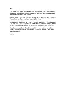 If you have any comments or letters to contribute, please do so. Expired Products Complaint Letter