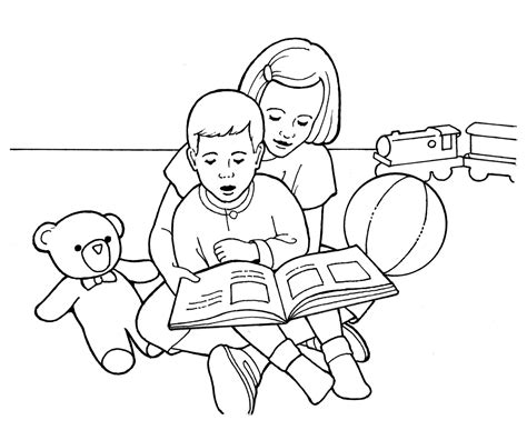 Girl Reading Coloring Pages