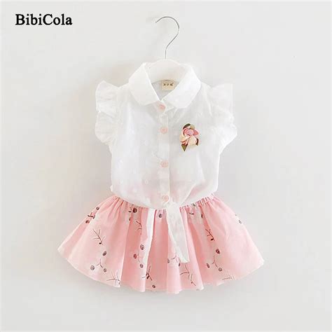 Bibicola 2018 New Summer Kids Girls Clothes Set T Shirttutu Skirt 2pcs