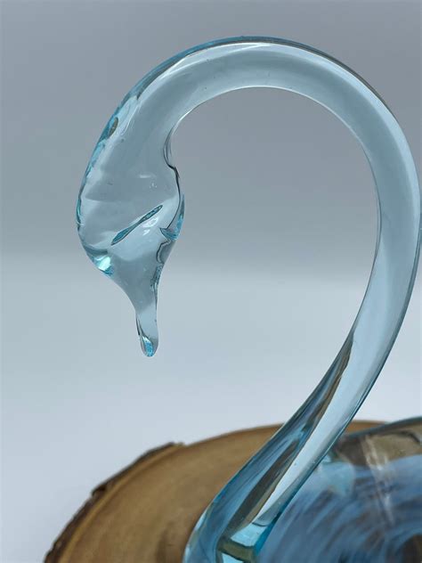 Vintage Art Glass Blue Swan Vintage 70 S Glass Swan Art Etsy