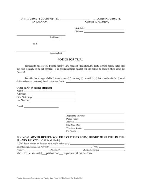 Notice Of Readiness For Trial Florida Fill Out And Sign Online Dochub