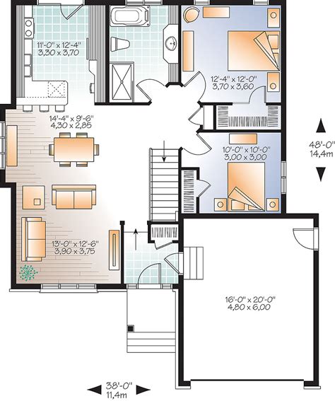 Two Bedroom Open Concept 22422dr Architectural Designs
