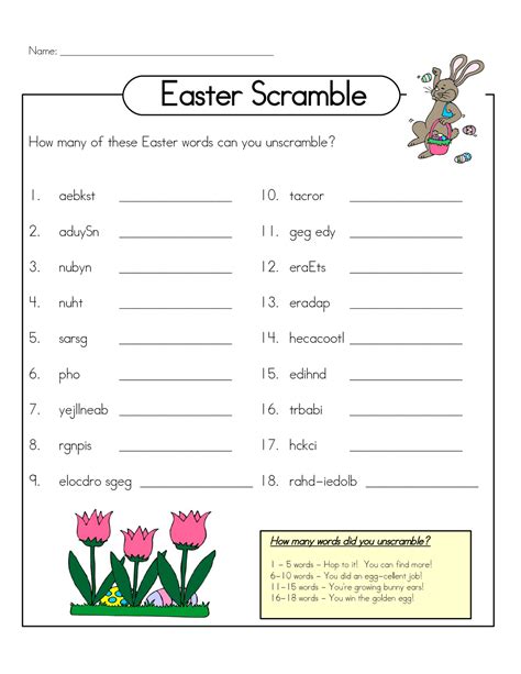 Word Scramble Worksheet Easter Activity Shelter