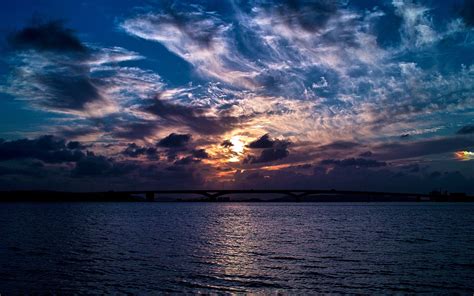 water sunsets sunrise photography bridges skyscapes 2560x1600 wallpaper ...