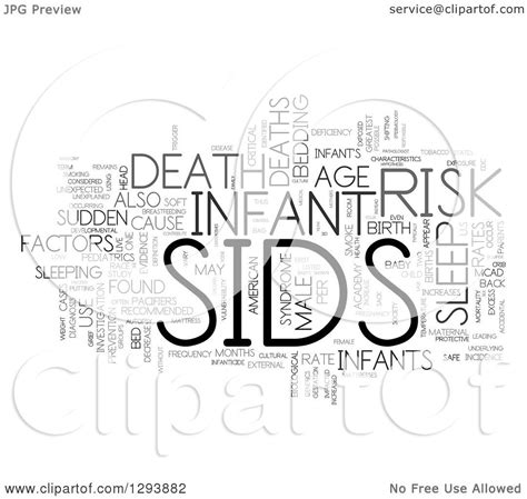 Clipart of a Grayscale SIDS Sudden Infant Death Syndrome Word Tag 
