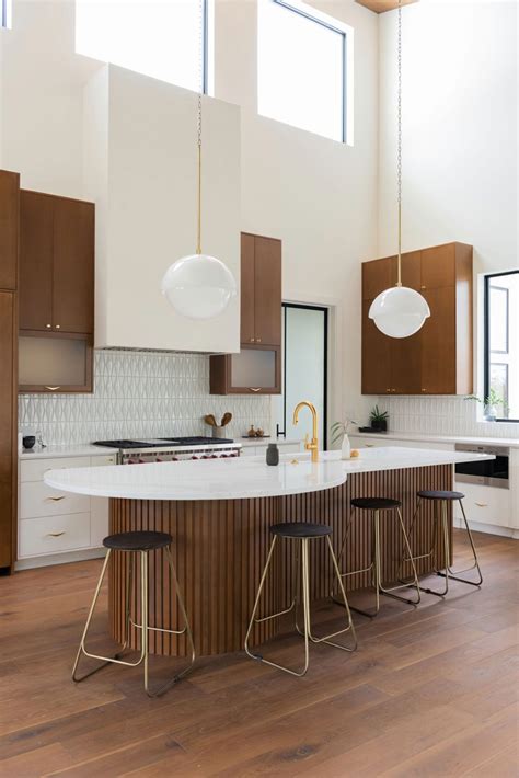 Mid Century Modern Kitchen Curved Island Interior Design Ideas