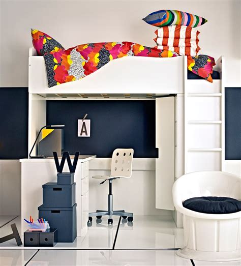 Most of our loft beds fit a 90 cm wide mattress. STUVA MALAD loft bed with desk and wardrobe by Ikea | Loft ...