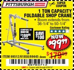 The 1 ton hoist from hf is too small for these cars, get the 2 ton version for sure. Harbor Freight 2 Ton Engine Hoist Coupon 2020 - HARBOR FREIGHT | tesis : Any coupon you get from ...