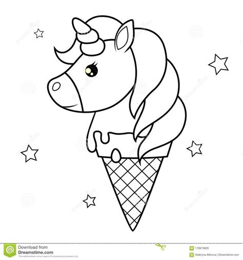 Illustration About Cute Cartoon Unicorn Black And White Vector Illustration For Coloring Book