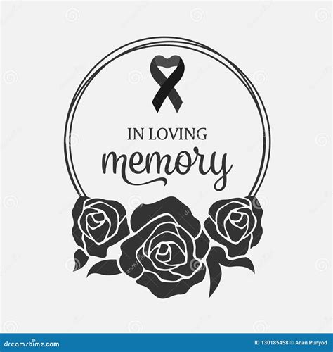 In Loving Memory Text And Ribbon In Black Wreath Rose Vector Design