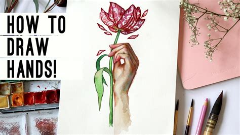 How To Draw Hands With Watercolors And Colored Pencils Youtube