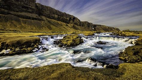 Fondos De Pantalla Islandia Río Corriente Montaña Anochecer