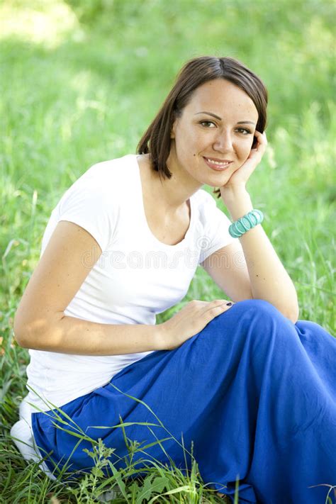 Beautiful Teen Girl In The Park At Green Grass Stock Image Image Of