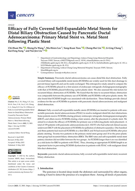 PDF Efficacy Of Fully Covered Self Expandable Metal Stents For Distal