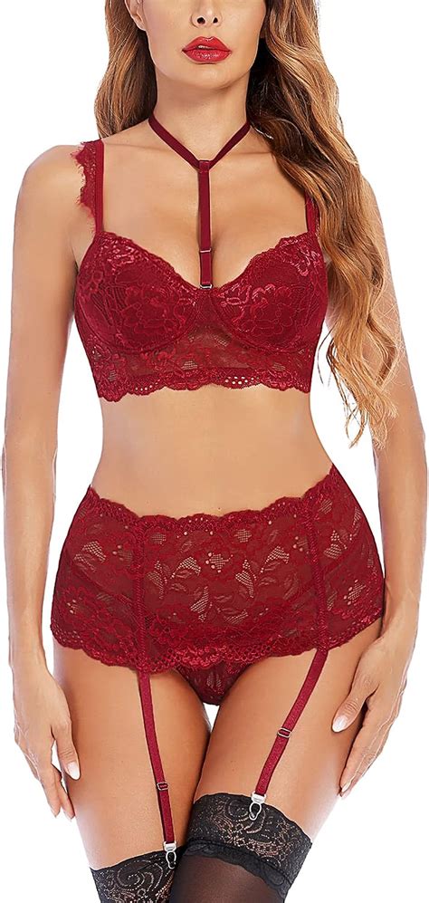 Buy Avidlove Lingerie Set With Garter Belt Lace Bra And Panty Set Choker Lingerie Outfits Online