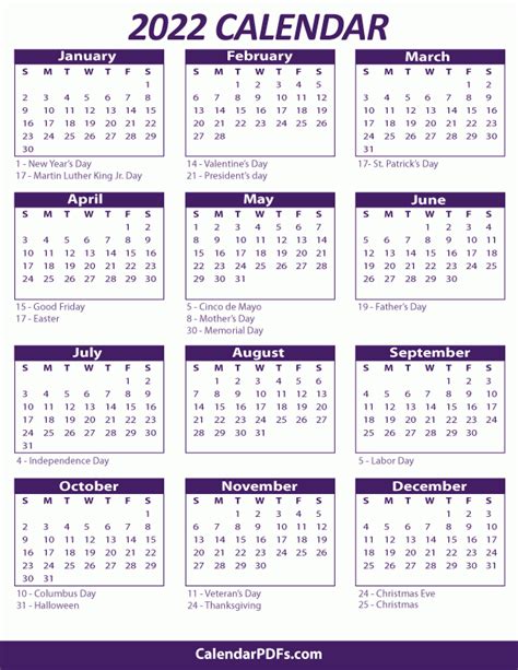 Free Printable 2022 Calendar On One Page Calendar Printables Free Blank