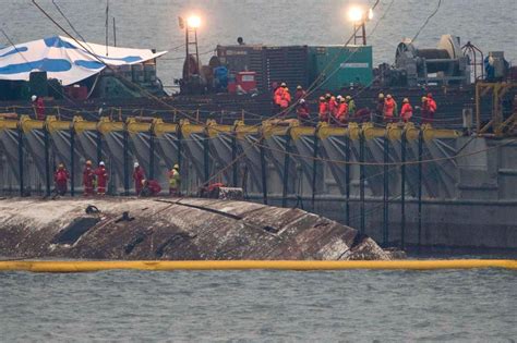 Sewol Ferry Raised From Sea Off South Korea Three Years After School Trip Disaster London