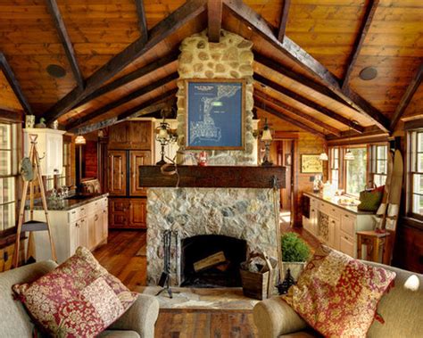 Chic patio design with vaulted ceiling and stone fireplace. Floor To Ceiling Stone Fireplace Home Design Ideas ...