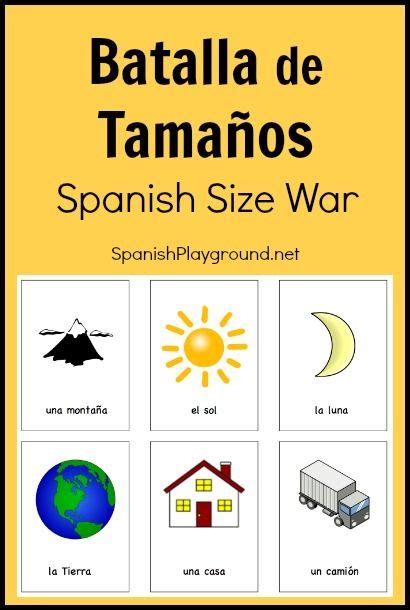 Printable Spanish Game Batalla De Tamaños Spanish Playground