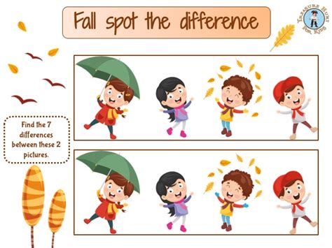 Fall Spot The Difference Game Printable Activity Treasure Hunt 4 Kids
