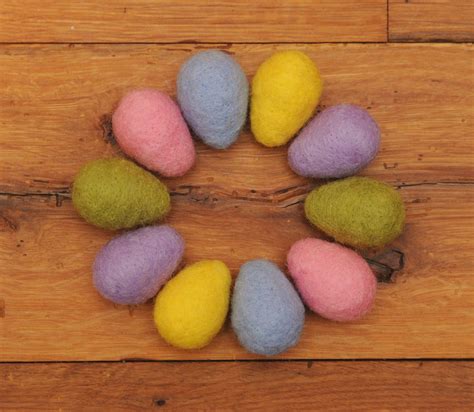 Felted Easter Eggs Set Of 10 Large Pastel Wool Eggs With Optional Nest