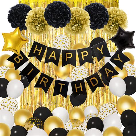 Buy Amandir Black Gold Birthday Decorations For Men Women Black Gold White Foil Confetti