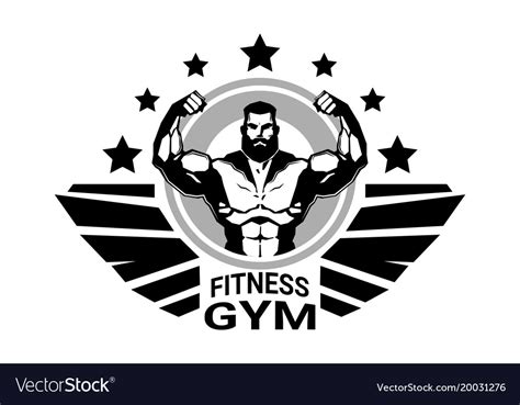 Fitness Club Or Gym Logo With Strong Athletic Man Vector Image
