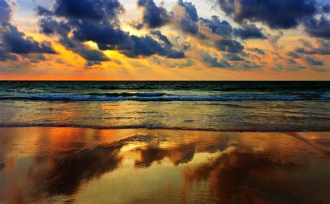 Nature Sea Clouds Waves Beach Reflection Wallpapers Hd Desktop