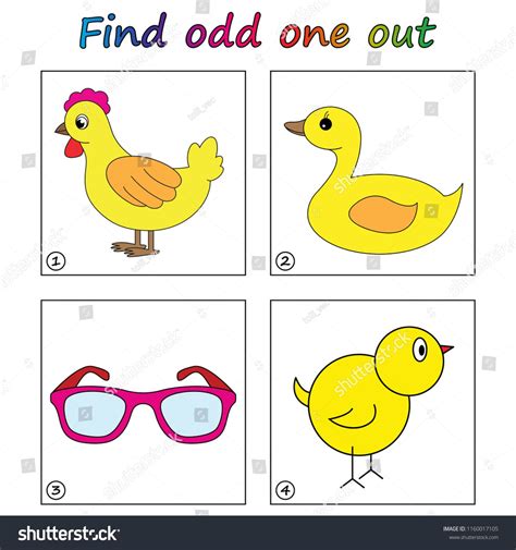 Find Odd One Out Game For Kids Worksheet Visual Educational Game