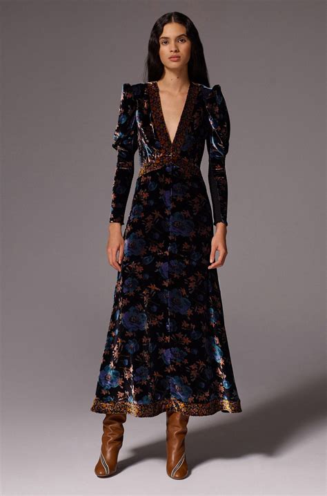 Rebecca Taylor Solstice Floral Velvet Dress