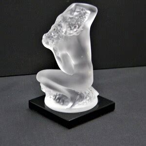 H713 Lalique Frosted Glass Nude Lady In Bubbles Figurine Black Etsy