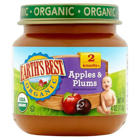 Earths Best Organic Apples And Plums Baby Food Stage 2 6 Months 4 Oz