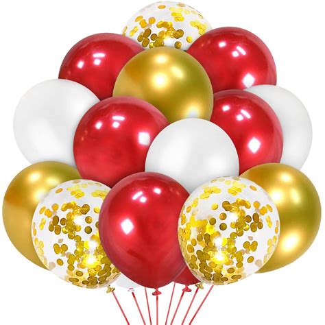 Red And Gold Confetti Balloons 12 Inches Burgundy Metallic Gold And