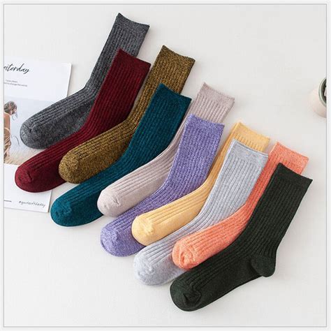 Harajuku Cotton Socks Women Fashion Solid Color Knitted Socks 10 Colors Retro Preppy Style